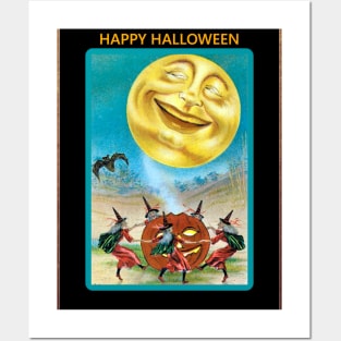 Happy Halloween Dancing Witches Posters and Art